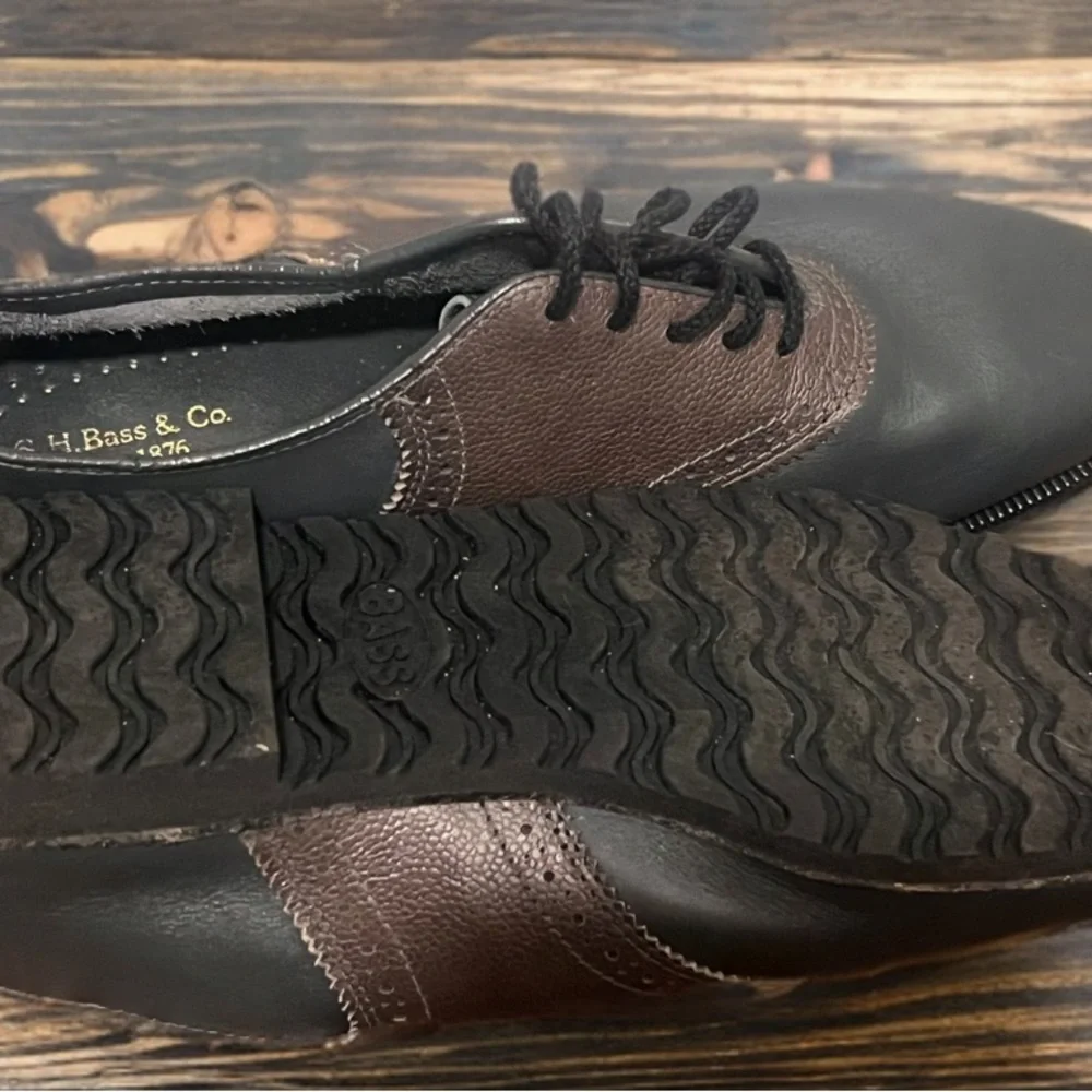 G.H. Bass Men's Saddle Oxford Dress Shoes Black/ Brown Size 11